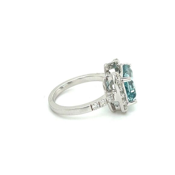 Natural Aquamarine Diamond Ring 6.5 14k Gold 6.09 TCW Certified $4,690 217095 - Picture 6 of 13